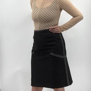 Krizia Vintage Minimalist Wool Classic Colorblock Mod Midi Skirt